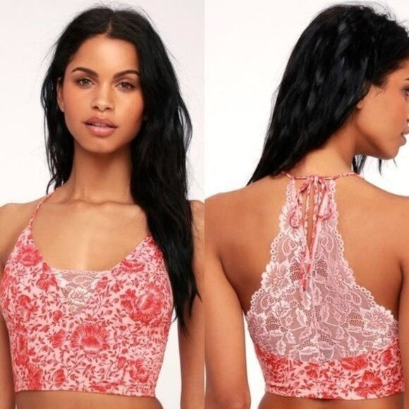 Free People Other - Free People Century Pink Floral Print Lace Brami